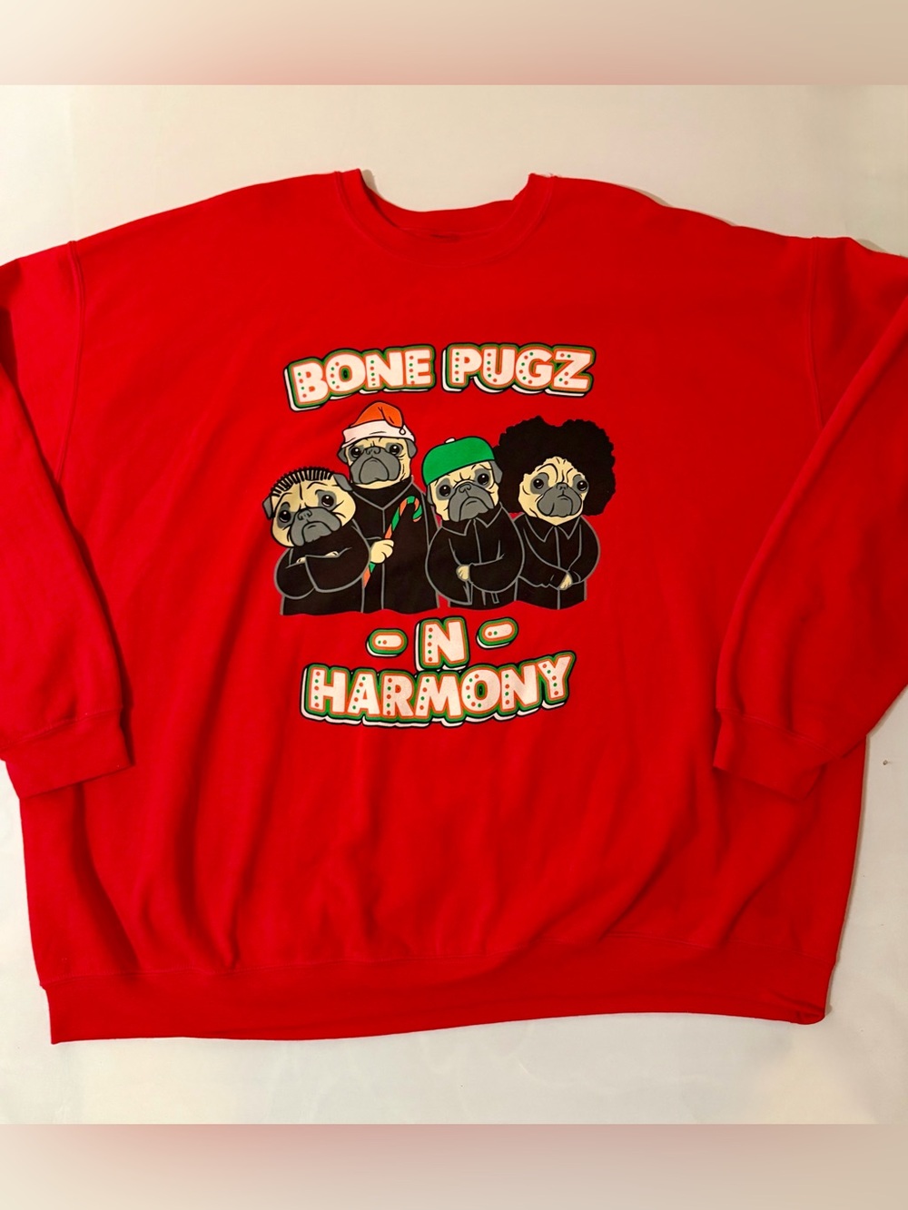 Snowtorious 5XL Bone Pugz N Harmony Ugly Unisex Christmas Sweater w/ Measurement